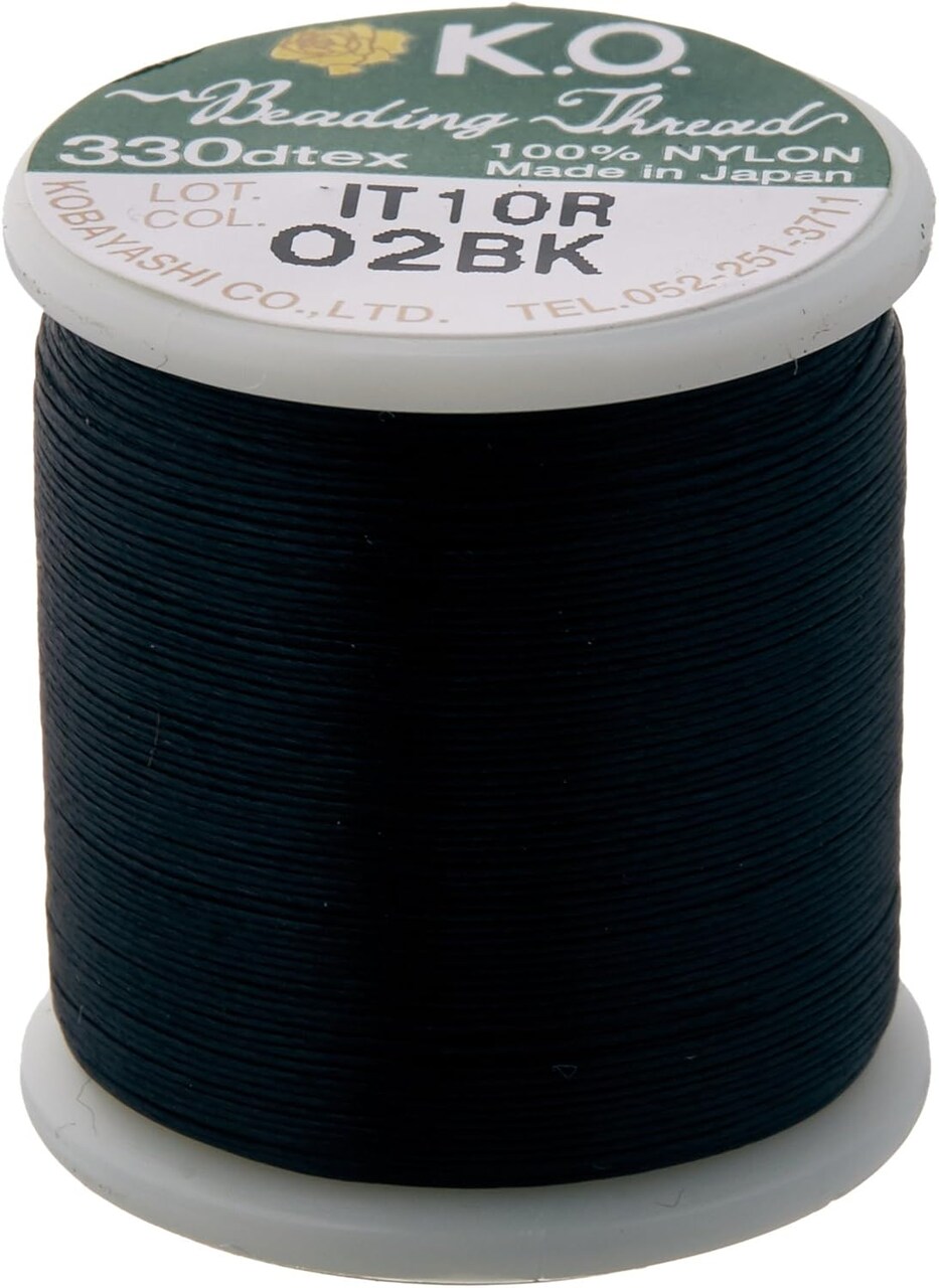 K.O. Japanese Nylon Beading Thread for Delica Beads, 50m, Black